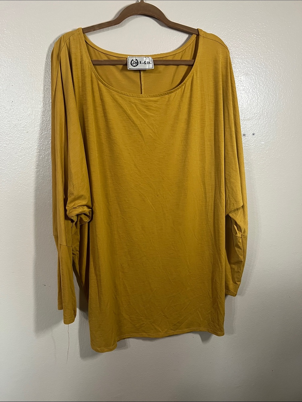 L&B Scoop Neck Long Sleeve Tunic in Mustard